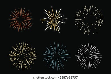 conjunto de elementos firecracker y de fin de año, colección de petardos. ilustración vectorial de decoración de venta de fin de año