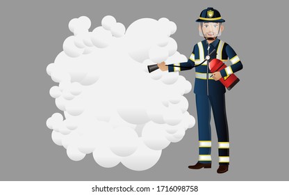 Set of firefighter with different poses