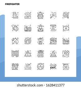 Set of Firefighter Line Icon set 25 Icons. Vector Minimalism Style Design Black Icons Set. Linear pictogram pack.