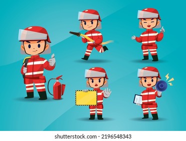 set of Firefighter mascot character design vector	