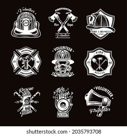 set of firefighter traditional badges