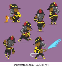 set of firefighters. Vector illustration