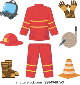 Set of firefighting elements cartoon