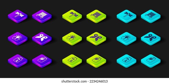Set Fireflies bugs in a jar, Spider, Insect fly, Butterfly, Hive for bees and Dragonfly icon. Vector