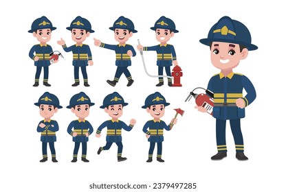 Juego de bomberos con poses diferentes