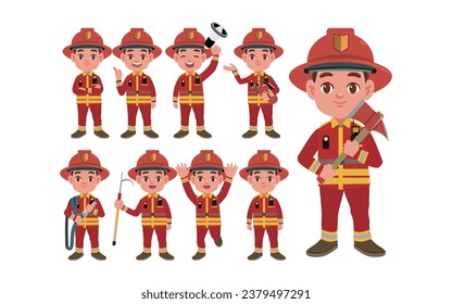 Juego de bomberos con poses diferentes