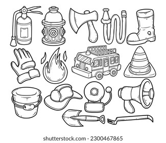 Satz Feuerwehrelement-Handgezeichnet Skizze-Illustration