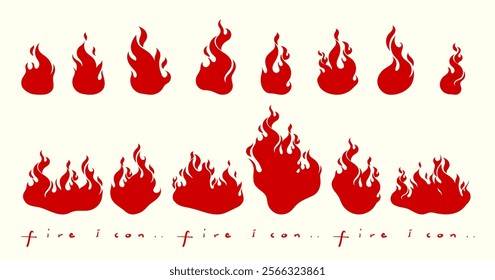 Set of fires, flame, bonfire, burning and ignition icon sign and symbol element vector illustration. Fire icons isolated.