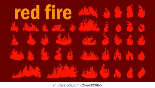 Set of fires, flame, bonfire, burning and ignition icon sign and symbol element vector illustration. Fire icons isolated.