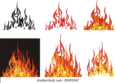 Set of fires isolated on White background. Vector illustration