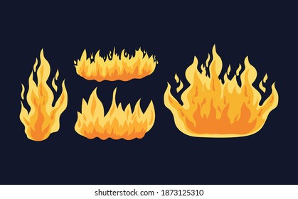 set of fires of orange and yellow color vector illustration design