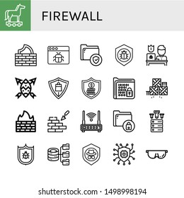 Set Of Firewall Icons Such As Trojan Horse, Firewall, Malware, Secure, Antivirus, Protection, Shield, Security, Encrypt, Defense, Brickwall, Router, Ddos, Hosting, Protective , Firewall