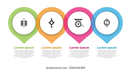 Set Firework, Chinese paper lantern, Gong musical instrument and . Business infographic template. Vector