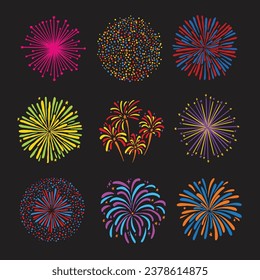 set firework design vector for new year eve or party or festival or celebrating day