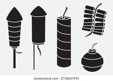 conjunto de fogos de artifício bom para ícone, símbolo, design de elemento, design de silhueta, etc