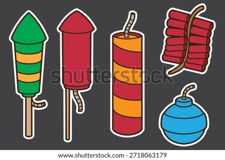 set of firework good for sticker, badge, element design, print design, etc