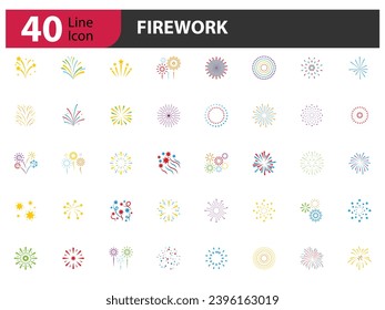 set of firework icon, new year, celebration