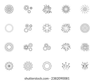 set of firework icon, sparkle, happy new, year, 