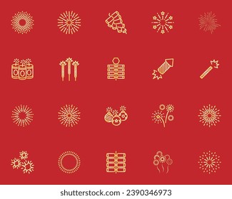 set of firework icon, sparkle, new year, chinese new year