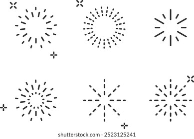 Set of firework icon, xmas celebration, new year