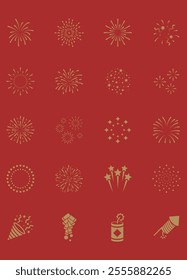 set of firework icons, celebration