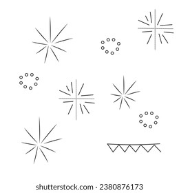 set of firework icons. Fireworks with stars and sparks isolated on white background.