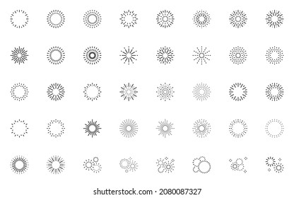 set of firework icons, happy new year, celebration, birthday and party