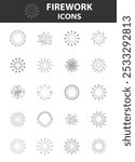 Set of firework icons, new year, celebration, 