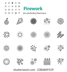 conjunto de iconos de Firework, Año Nuevo