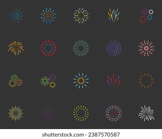 conjunto de iconos de Firework, Año Nuevo