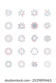 Set of firework icons, new year, celebration, 