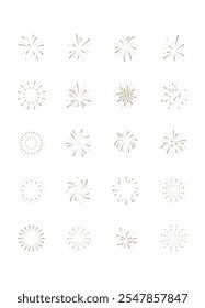Conjunto de iconos de fuegos artificiales, año nuevo, celebración, 