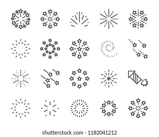 set of firework icons, such as sparkle, party, star