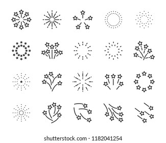 set of firework icons, such as sparkle, party, star