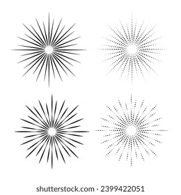 Conjunto de fuegos artificiales aislados sobre fondo blanco. Ilustración del vector