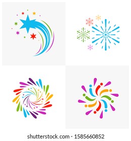 Set of Firework line icon and happy new year firework vector design, Creative icon, design concept