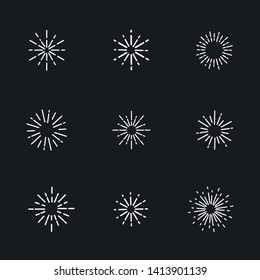 Set of firework line icons. 