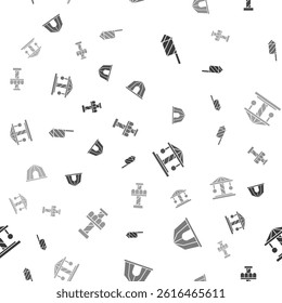 Set Firework rocket, Circus tent, Attraction carousel and  on seamless pattern. Vector