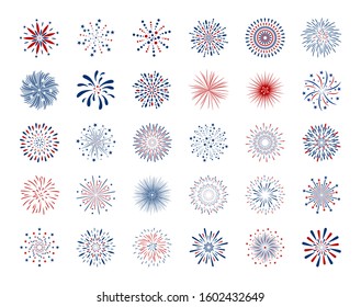 Set of fireworks design on white background vector illustration