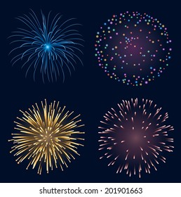 Set of fireworks, EPS 10 contains transparency.