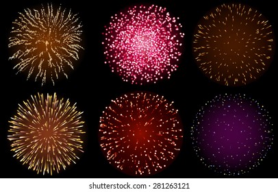 Set of Fireworks, EPS 10 contains transparency