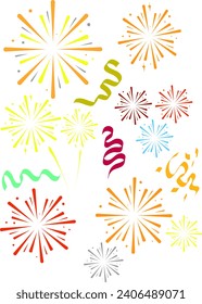 A set of fireworks goes off on new year's eve