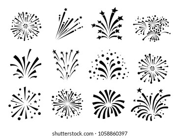 Set of a fireworks icon. Vector illustration. Isolated on white background