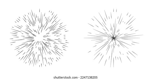 Set Fireworks line icon, outline sign, linear pictogram. Design elements logo. Abstract Circular on white background isolated. Creative band art. Vector illustration EPS 10. digital for promotion
