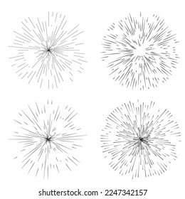 Set Fireworks line icon, outline sign, linear pictogram. Design elements logo. Abstract Circular on white background isolated. Creative band art. Vector illustration EPS 10. digital for promotion
