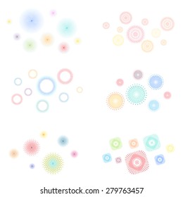 set of fireworks on a white background