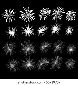Set of fireworks, part 1, vector illustration