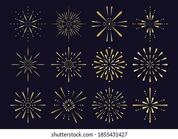 Set of fireworks, pyrotechnics firecracker illustration