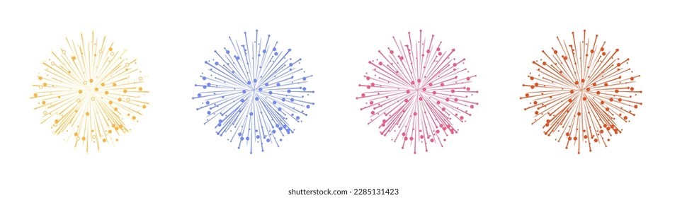 Set of fireworks. salute Vector graphics
