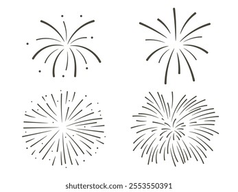 Set of fireworks with sparks. abstract illustrations of fireworks